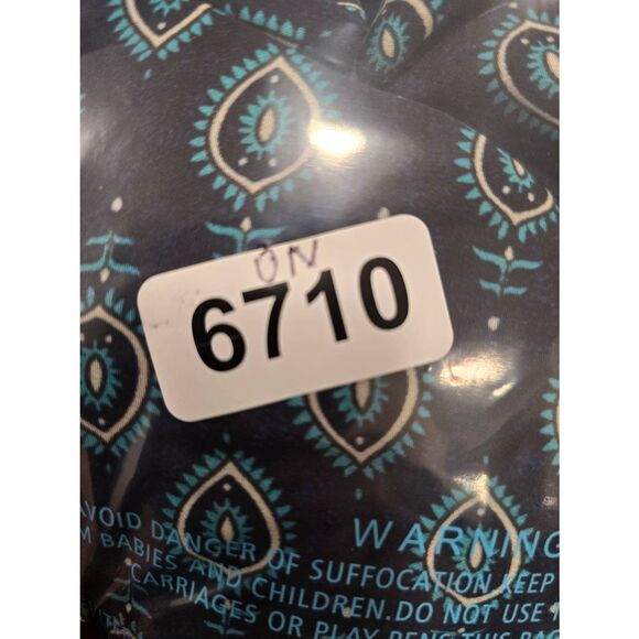 Emily Daniels Sleeveless Boho Maxi Dress Navy Teal Print Size L NWT Tiered Tasse - Picture 12 of 12